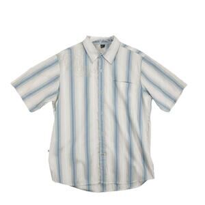 Rusty USA Men's XL Striped Button Up Short Sleeve Pocket Shirt Skater Surfer Y2K